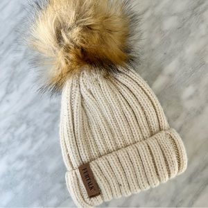 FURTALK Winter Pom Pom, Cotton Lined, Cream Knit Hat Toddler Kids